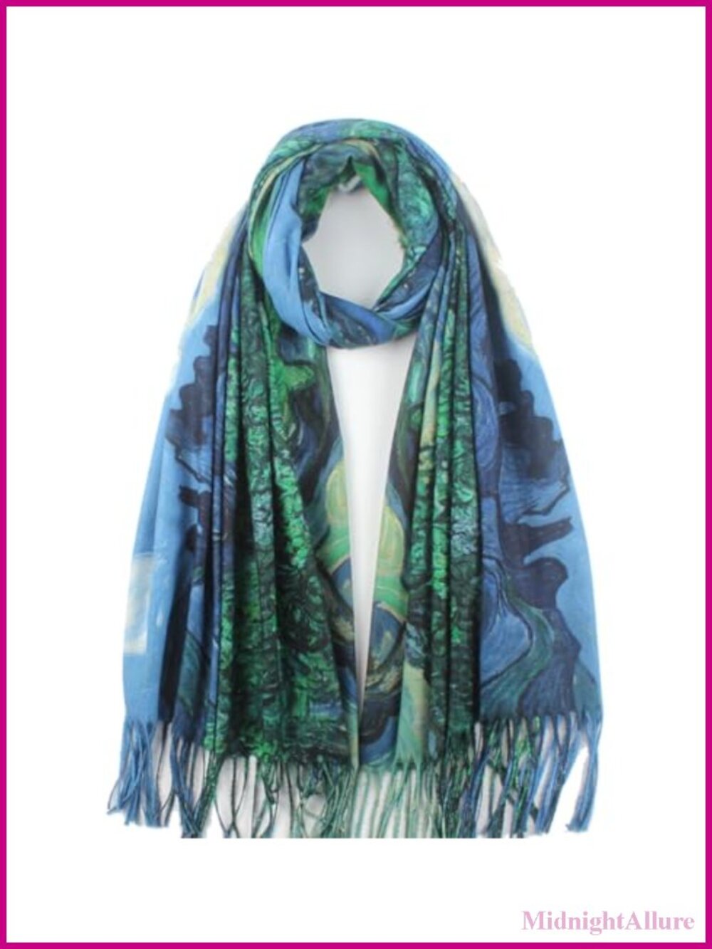Viscose Art Scarf Reversible Oversized Shawl Wrap Monet Van Gogh Inspired